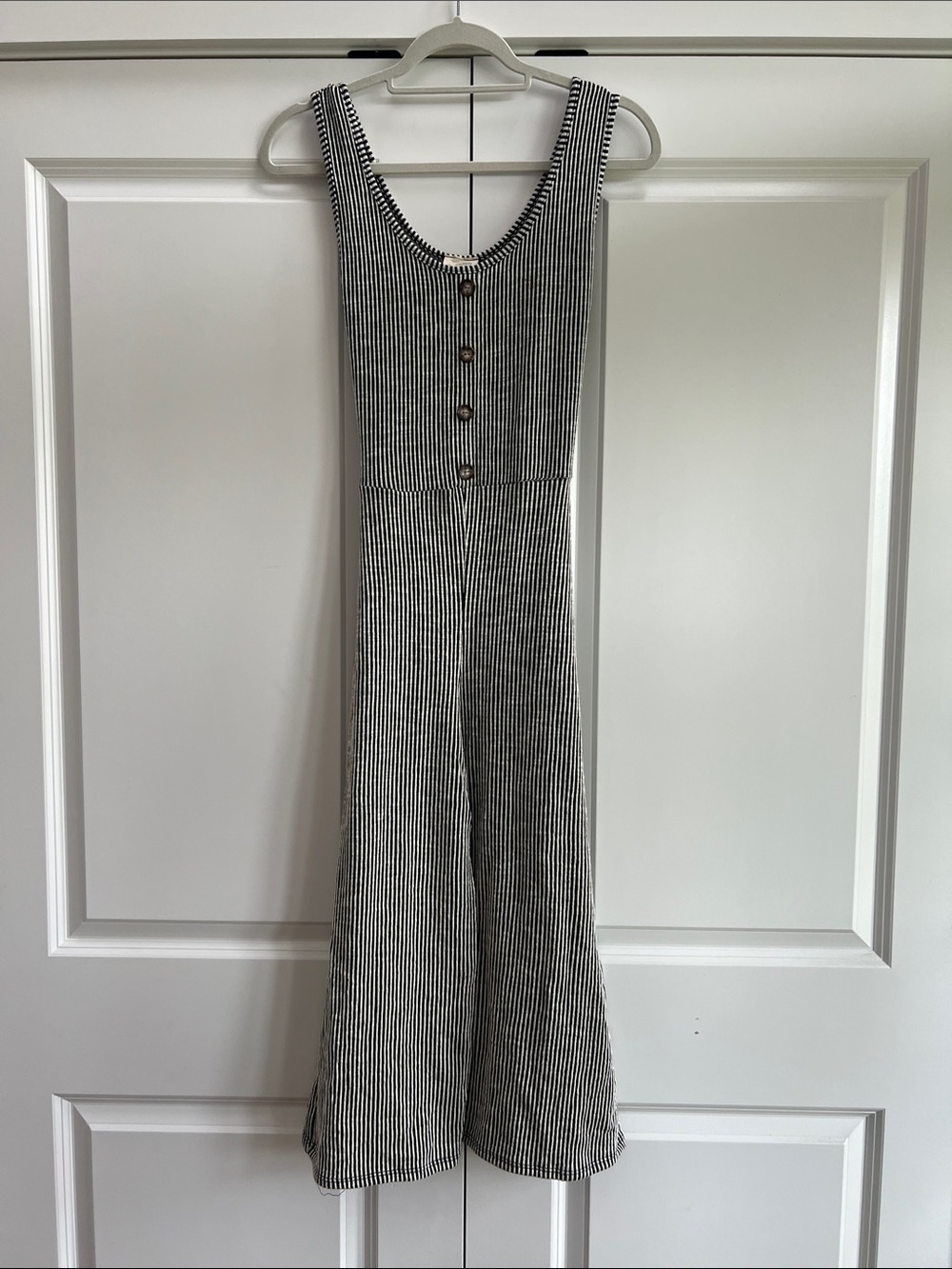 Caution To The Wind Black and White Striped Sleeveless Wide-Leg Jumpsuit